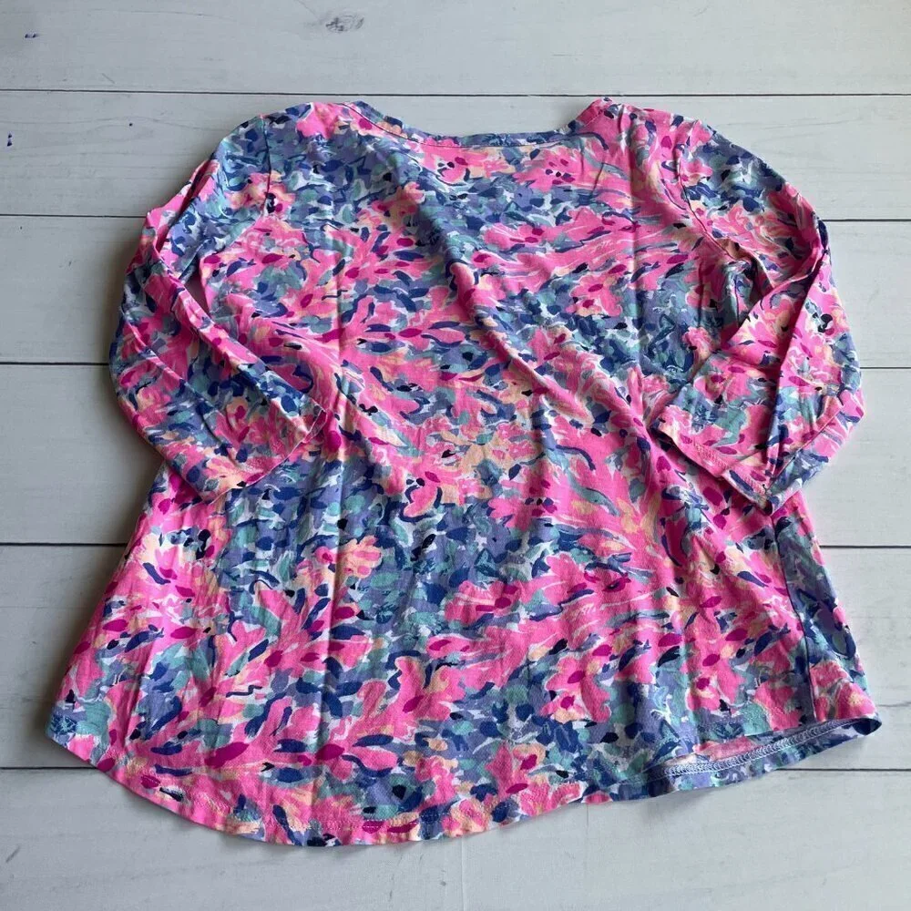 Lilly Pulitzer Girl's Long Sleeve Henley‎ Top Shirt - Size Large (8/10)